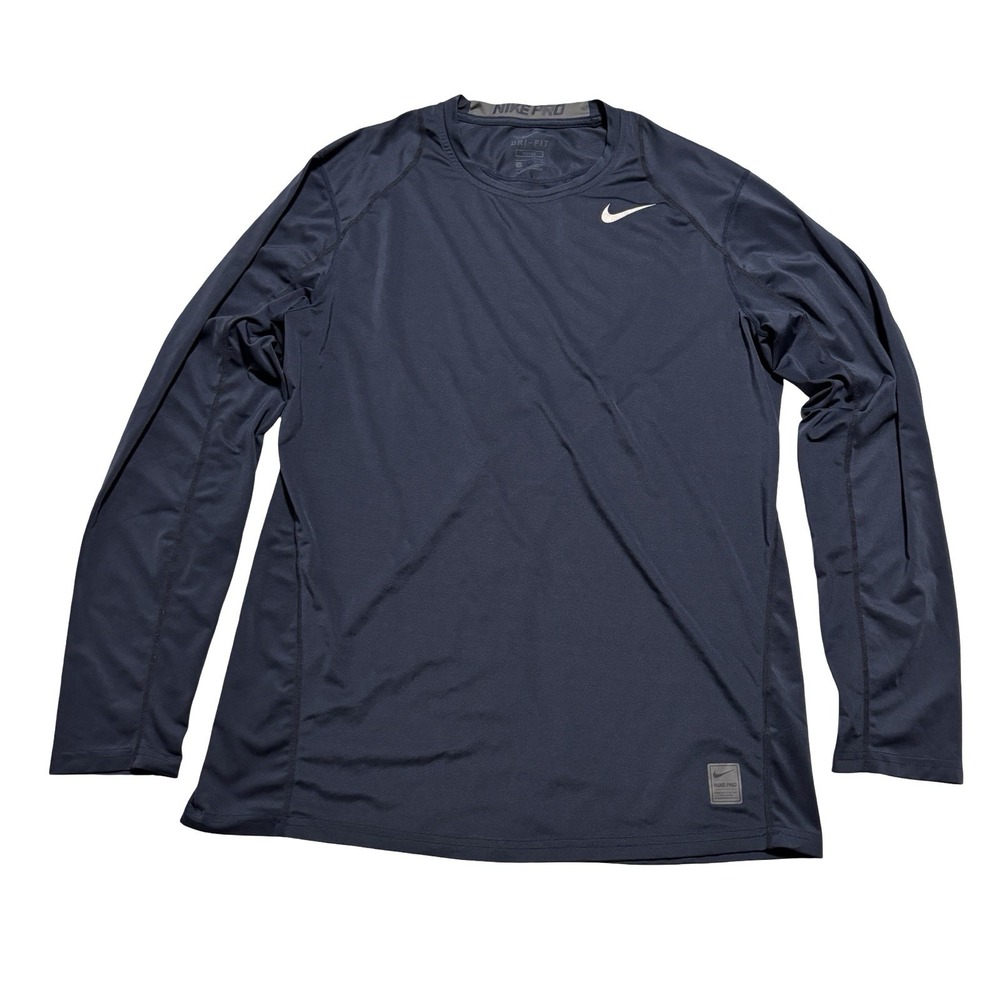 Nike Pro Dri-Fit Men's Fitted Athletic T Shirt Navy Size Large 21 x 29
